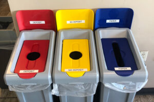Recycling bins at Agri-Industrial Plastic Company.