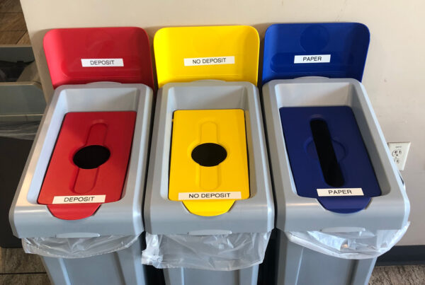 Recycling bins at Agri-Industrial Plastic Company.