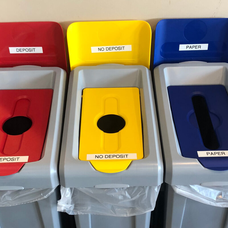 Recycling bins at Agri-Industrial Plastic Company.